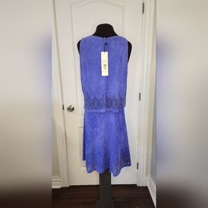 NWT Elegant Blue Leather Parker Dress Size Small